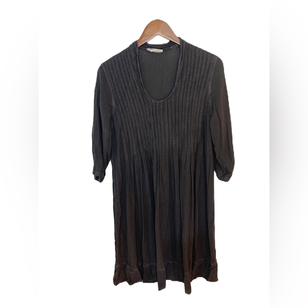 Peaches by Lindi Podell Dress Size 1 S/M Gray Long Sleeve Pintuck Lagenlook